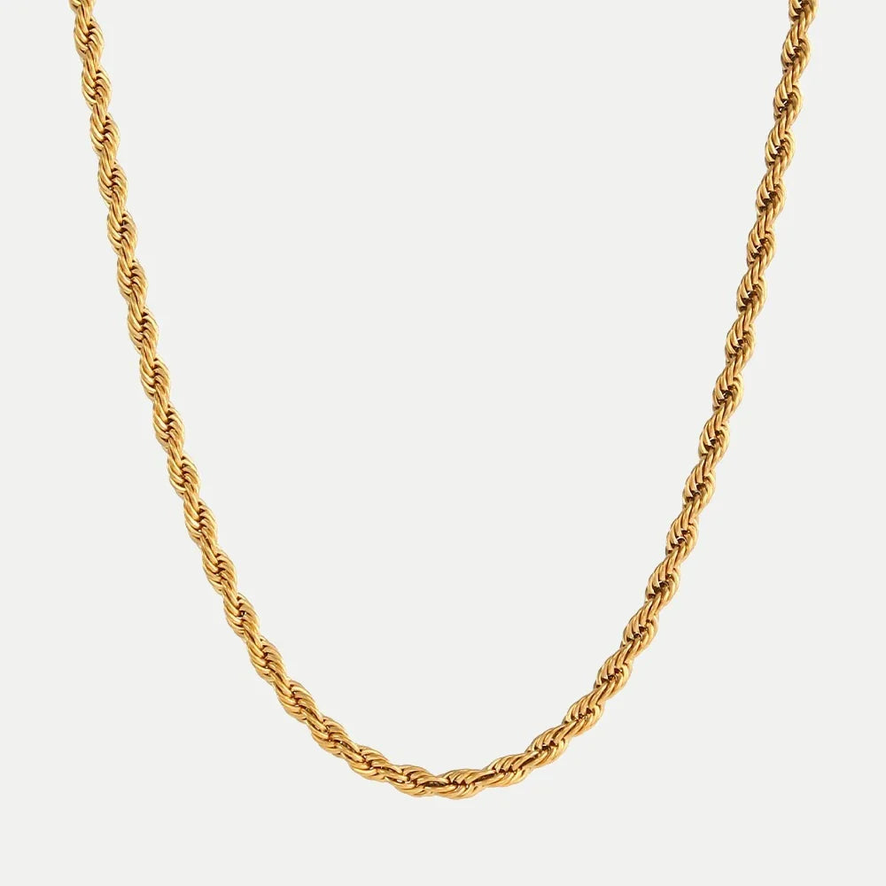 Gold Twisted Rope Chain Necklace