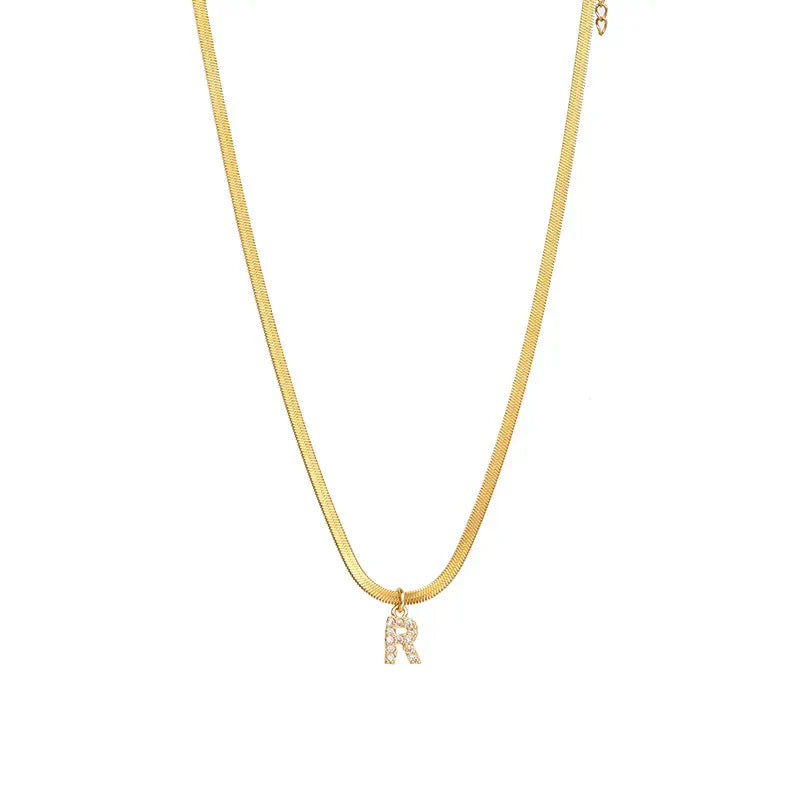 Gold Crystal Initial Pendant Necklace