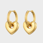 Petite Gold Heart Charm Huggie Hoop Earrings