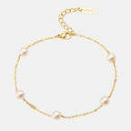 Gold Chain Pearl Station Anklet