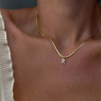 Gold Crystal Initial Pendant Necklace
