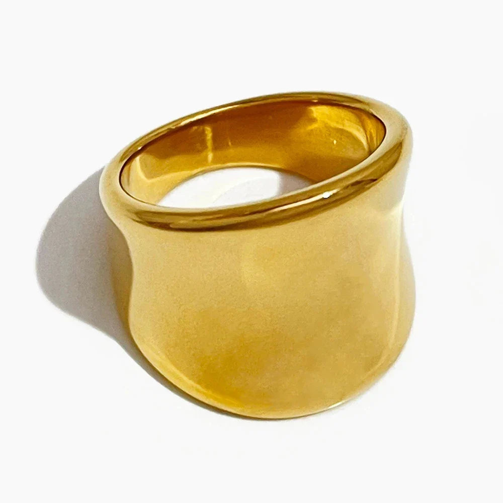 Gold Wide Flat-Top Signet Ring