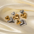 Two-Tone Double Heart Drop Earrings