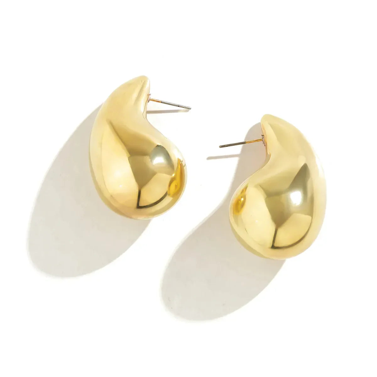 Gold Chunky Teardrop Stud Earrings