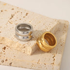 Gold Double Dome Wide Band Ring