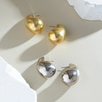 Silver Chunky Teardrop Stud Earrings