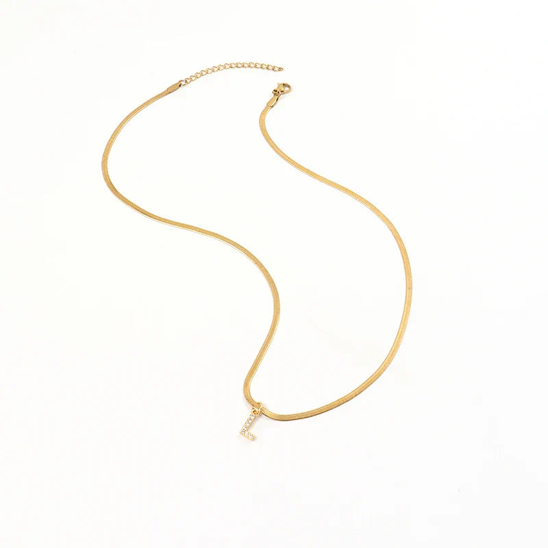 Gold Crystal Initial Pendant Necklace