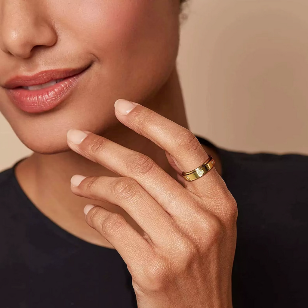 Gold Spinning Band with Stones Ring