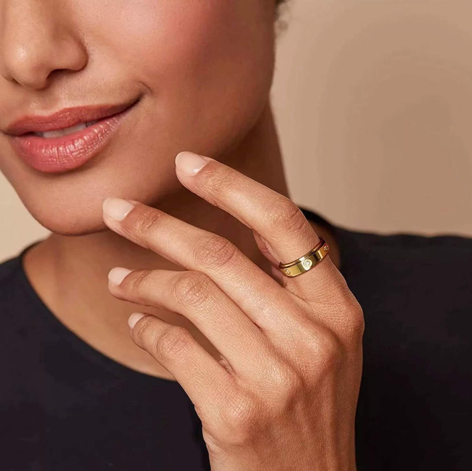 Gold Spinning Band with Stones Ring