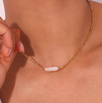 Gold Beaded Chain Baroque Pearl Necklace