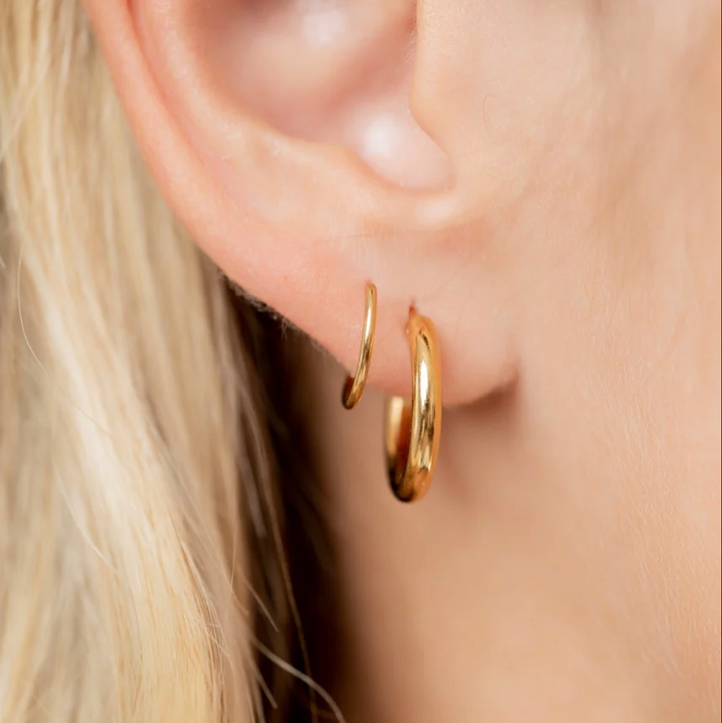 Gold Double Wrap Huggie Hoop Earrings