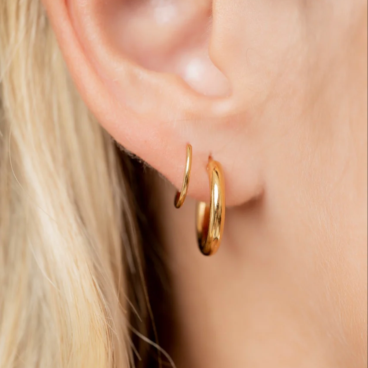 Gold Double Wrap Huggie Hoop Earrings