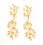 Golden Coral Branch Drop Earrings