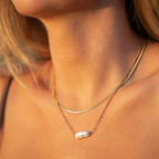 Gold Beaded Chain Baroque Pearl Necklace