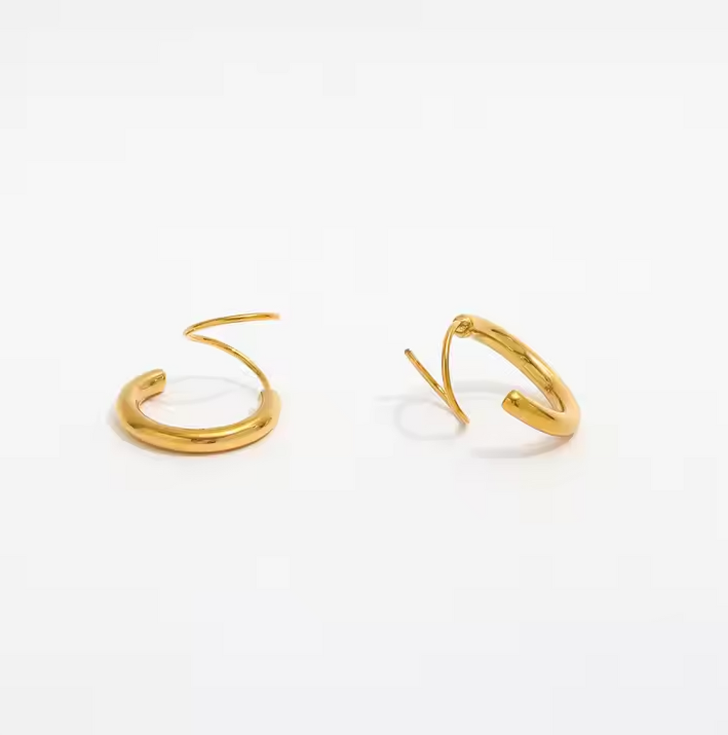 Gold Double Wrap Huggie Hoop Earrings