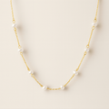 Gold Chain Pearl Station Necklace