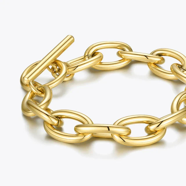 Gold Chunky Oval Link Chain Bracelet