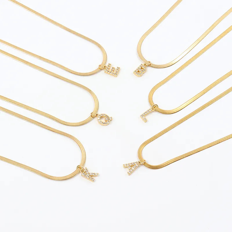 Gold Crystal Initial Pendant Necklace