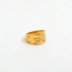 Gold Textured Wave Wide Band Ring