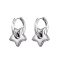 Silver Star Charm Huggie Hoop Earrings