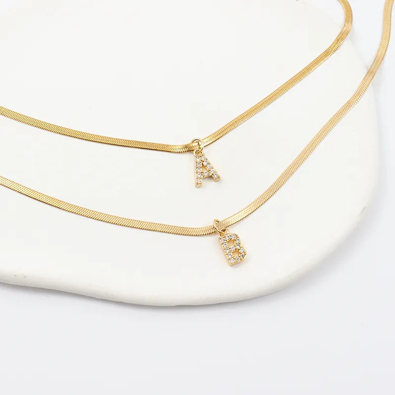 Gold Crystal Initial Pendant Necklace
