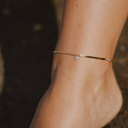 Gold Beaded Bar Crystal Charm Anclet