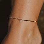 Gold Beaded Bar Crystal Charm Anclet