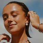 Gold Pearl Stud Earrings