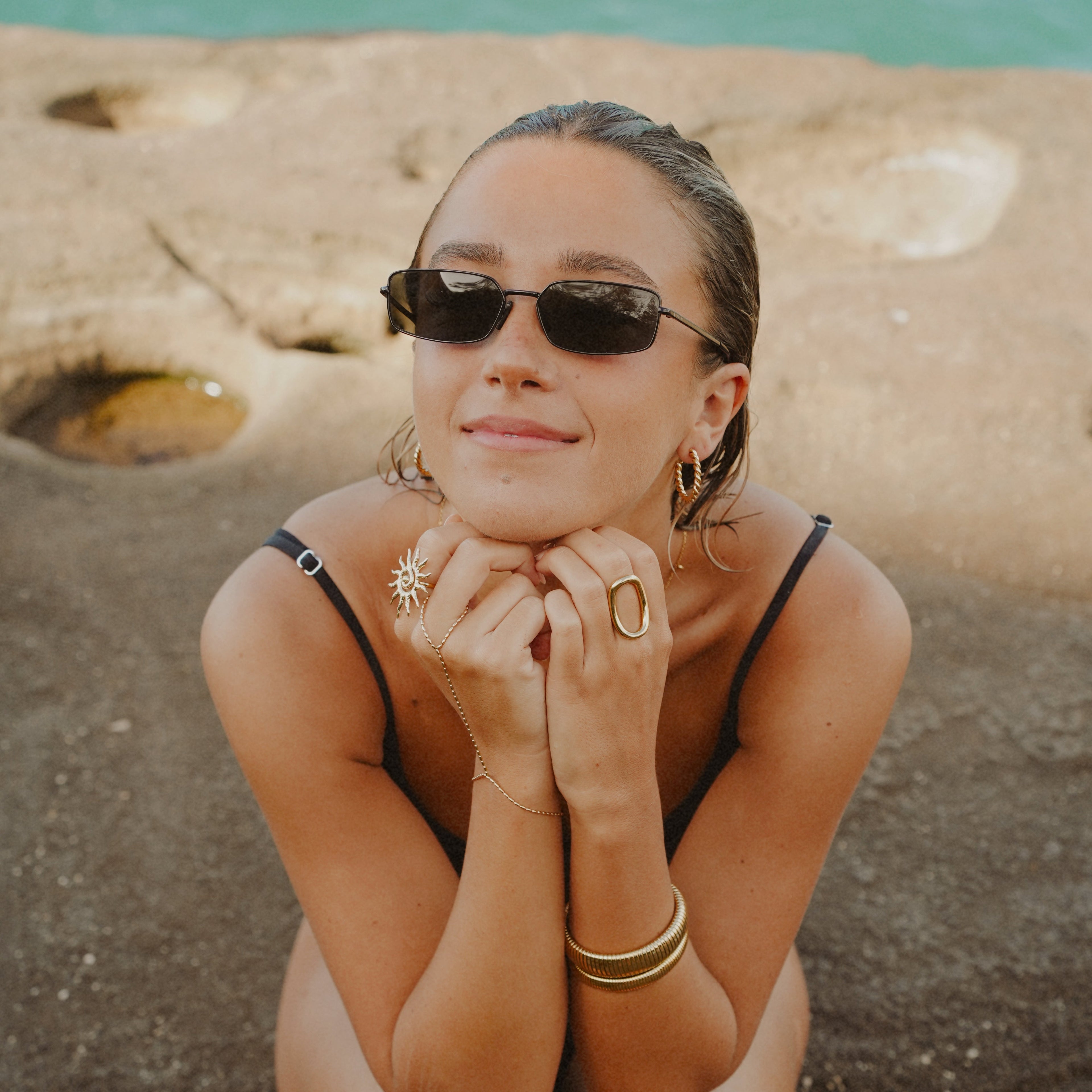 Radiant Sun Spiral Gold Ring