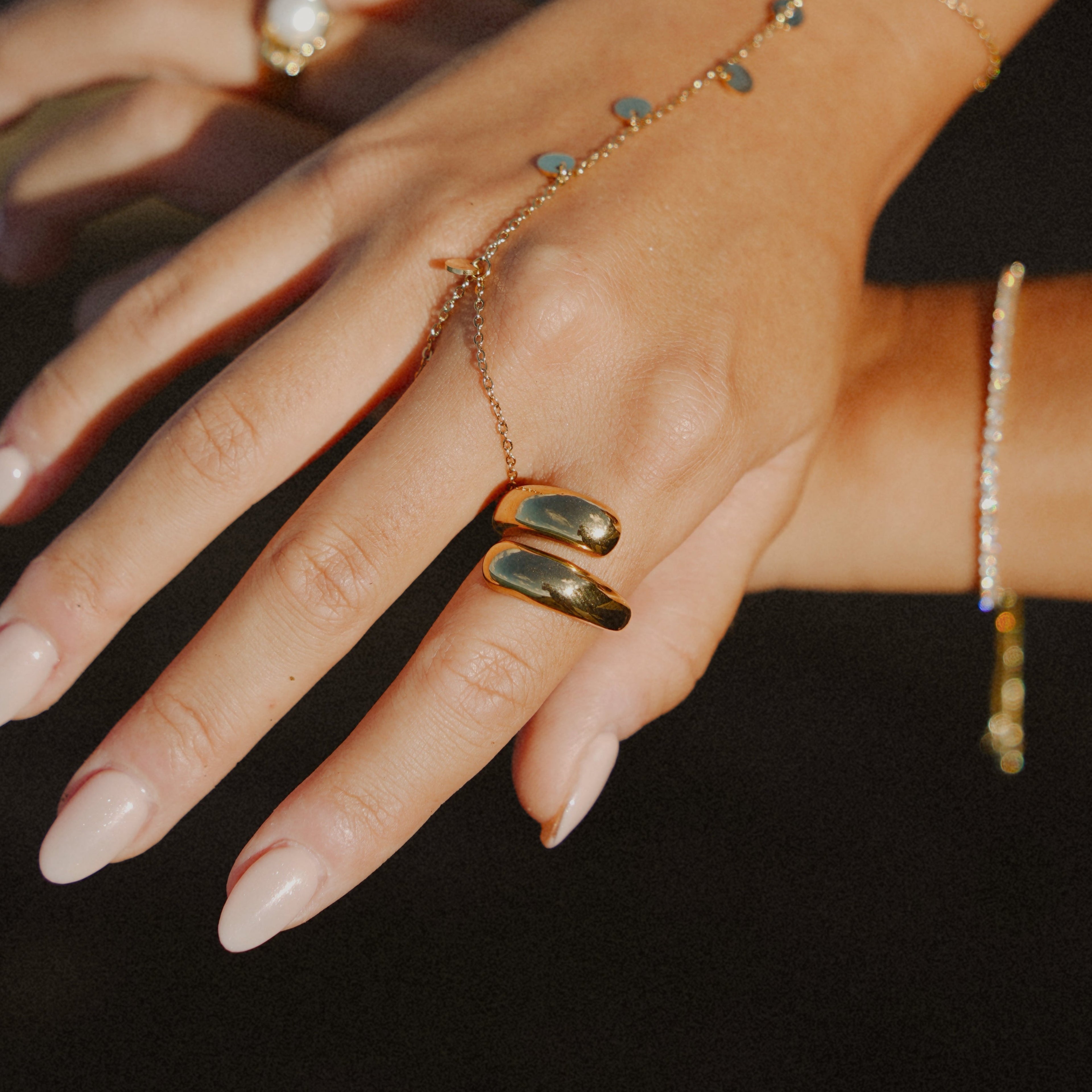 Gold Double Teardrop Bypass Ring