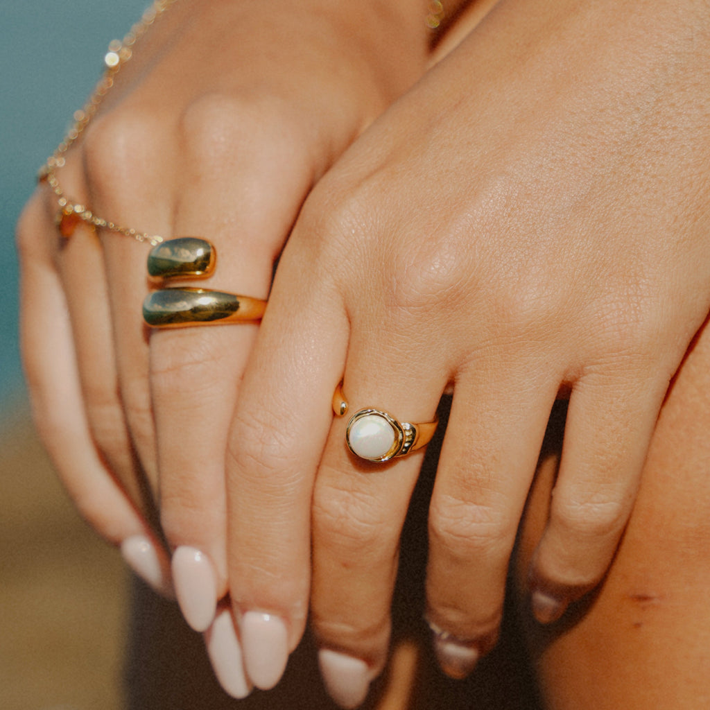 Gold Double Teardrop Bypass Ring