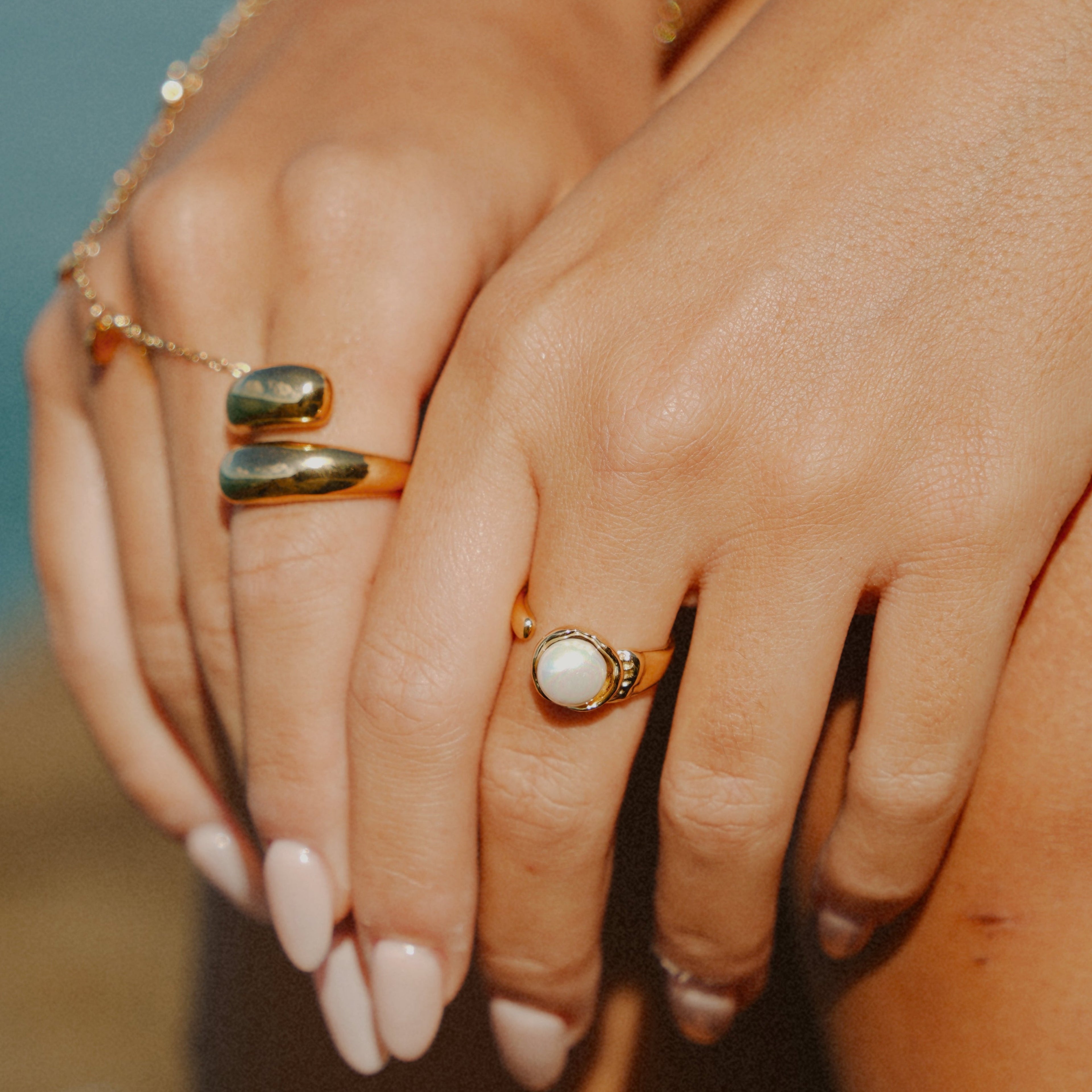 Gold Double Teardrop Bypass Ring