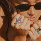 Nautical Starfish Cocktail Ring in Polished Silver