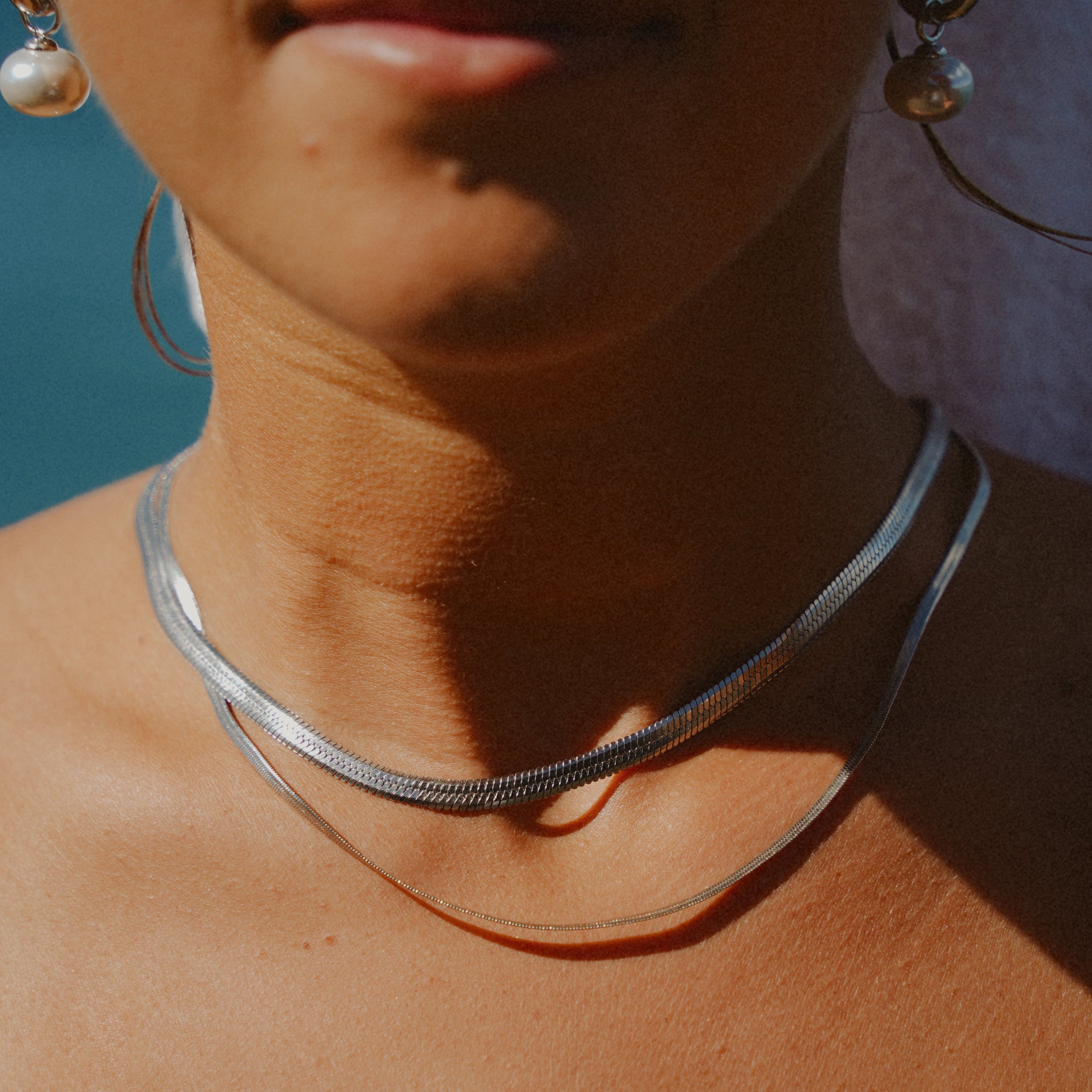 Classic Flat Herringbone Silver Chain