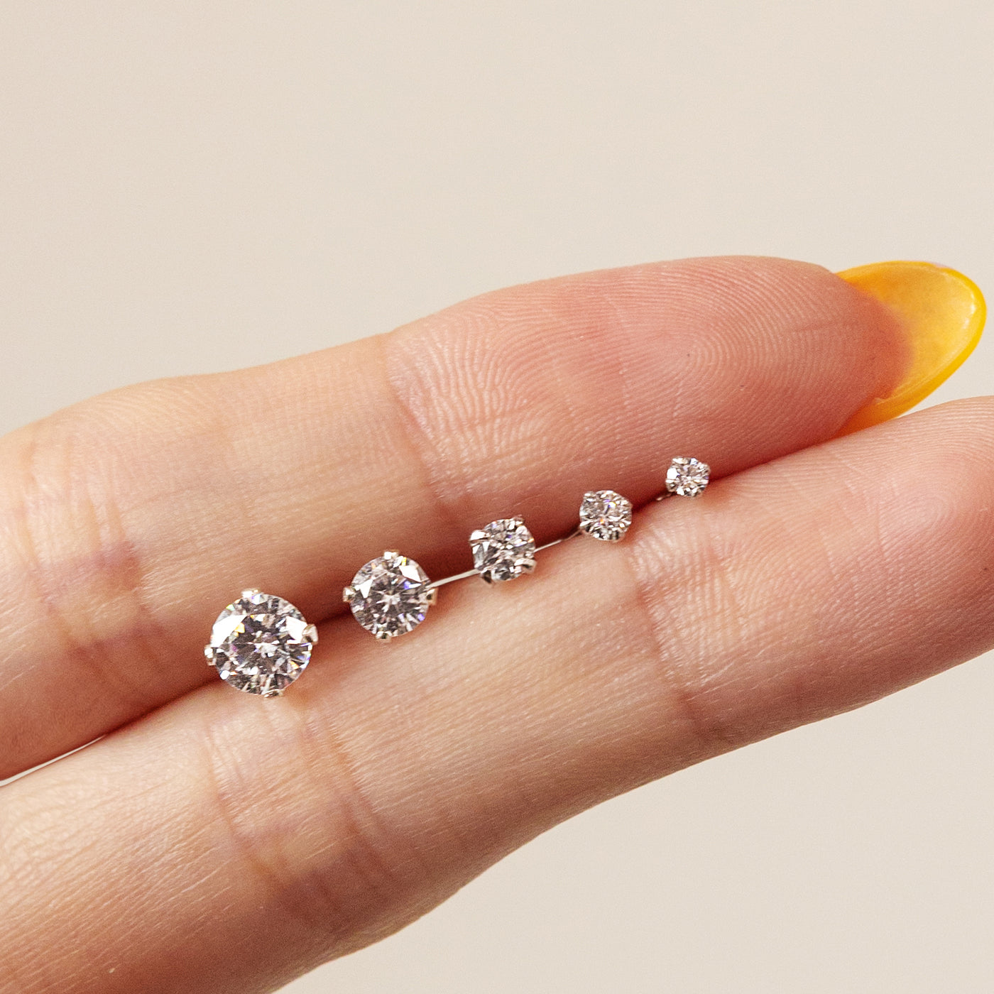 Silver Round Cut CZ Stud Earrings