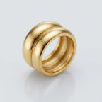 Gold Double Dome Wide Band Ring