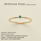 Dainty Gold Birthstone Solitaire Crystal Ring