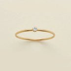 Dainty Gold Birthstone Solitaire Crystal Ring