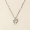 Silver Cactus Pendant Necklace