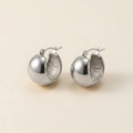 Silver Dome Hoop Earrings