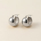 Silver Dome Hoop Earrings