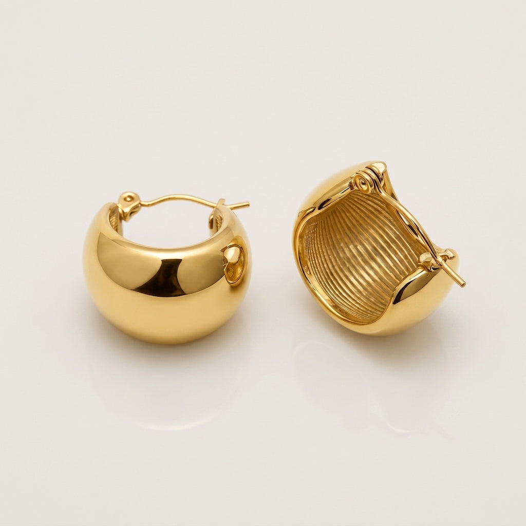 Gold Dome Hoop Earrings