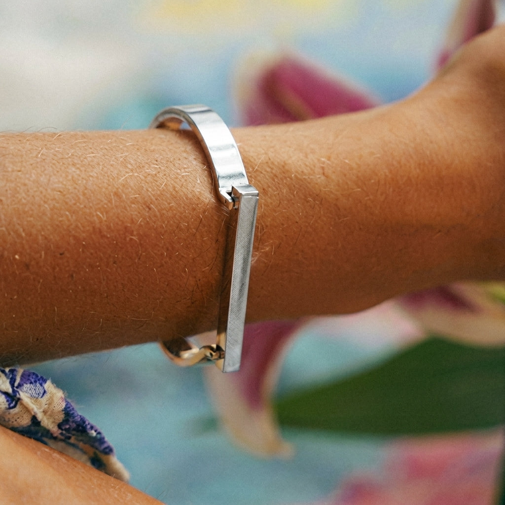 Silver Engravable Bar Bracelet