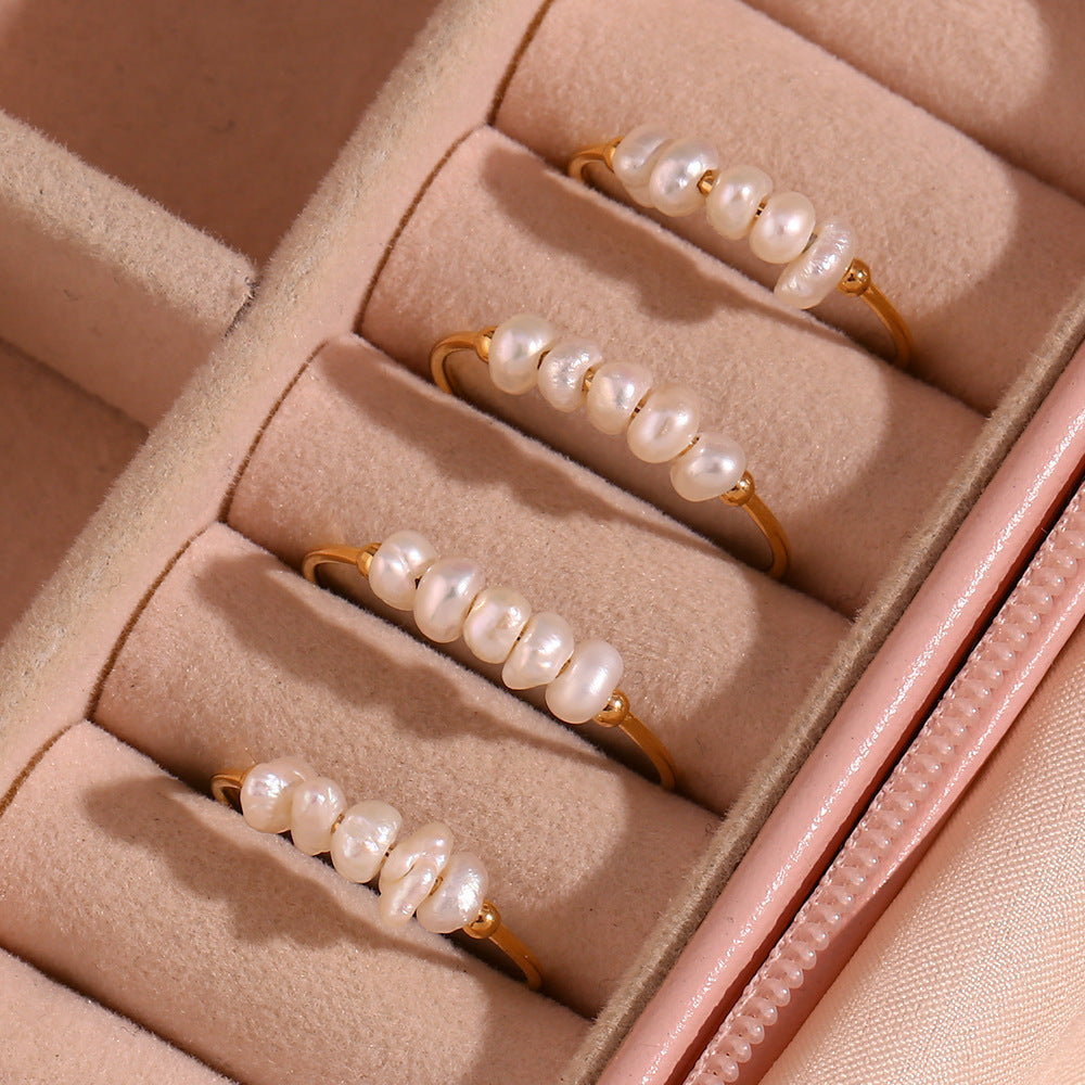Gold Dainty Pearl Cluster Ring
