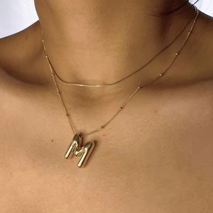 Bubble Letter Initial Necklace