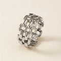 Silver Woven Link Band Ring