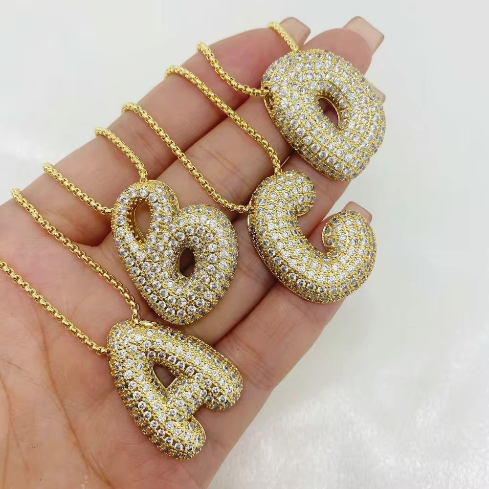 Hailey Bubble Initial Gold Necklace
