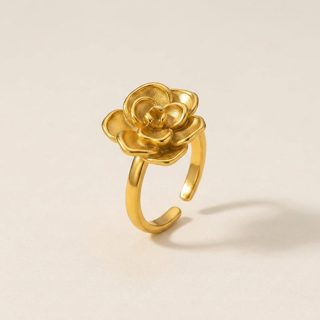 Gold Blooming Rose Ring