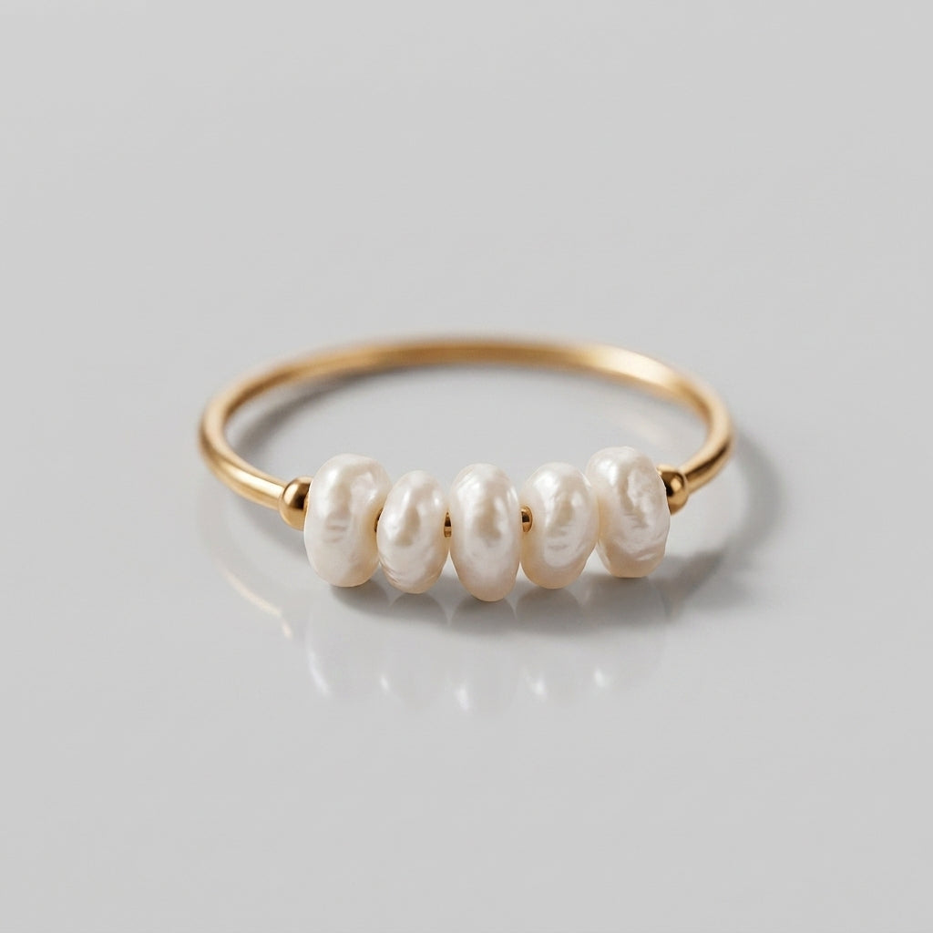 Gold Dainty Pearl Cluster Ring