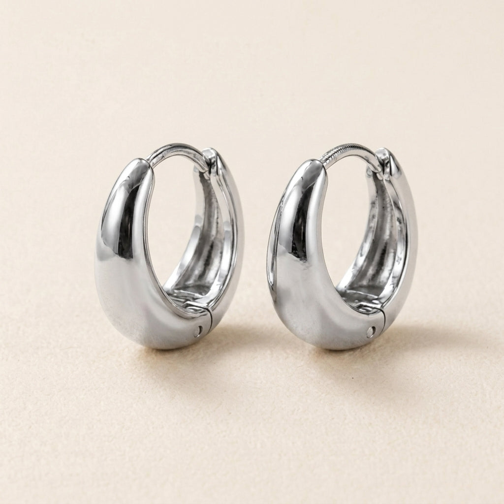 Silver Mini Drop Huggies Earrings